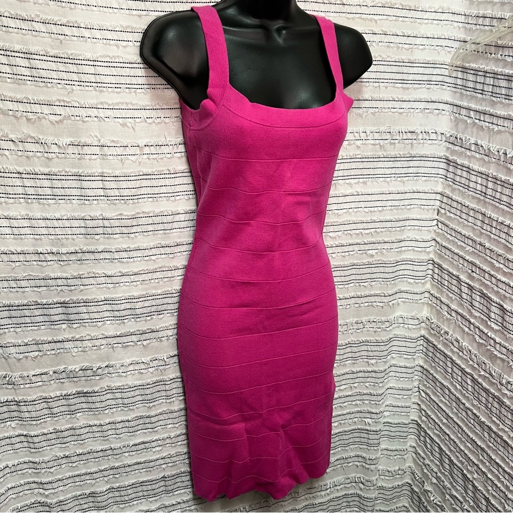 Moda International Pink Angora Blend Knit Bandage Bodycon Dress y2k barbiecore S